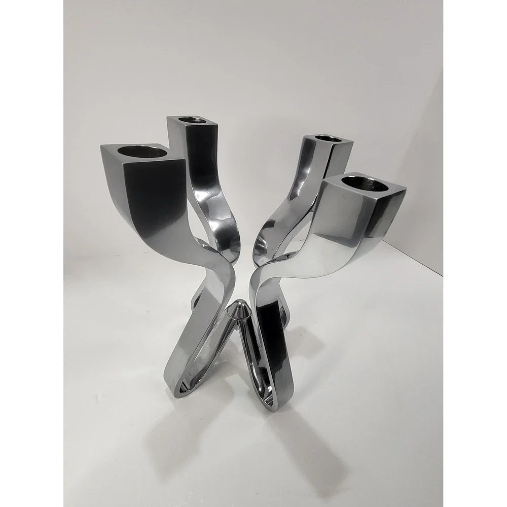 Umbra U+ Chrome Candelabra Modernist 4 Arm Candle Holder Silver Centerpiece